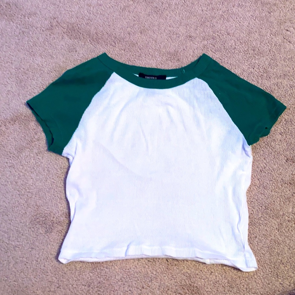 Cute green and white crop top